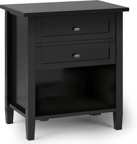 Miniatura 16 de SIMPLIHOME Warm Shaker Mesitas de noche de madera maciza de 24 pulgadas de ancho estilo transicional en negro para sala de estar y dormitorio