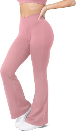 Miniatura 47 de HEGALY Pantalones de yoga acampanados para mujer, leggings cruzados, suaves, de cintura alta, pantalones casuales de entrenamiento con corte de bota