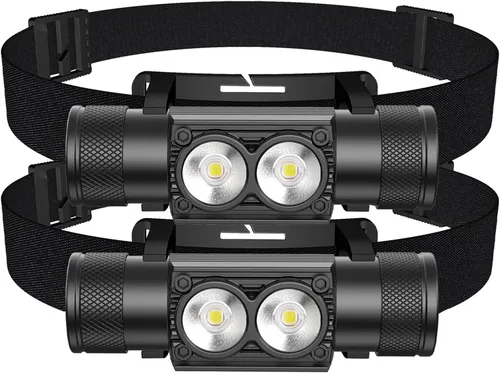 Miniatura 8 de Linterna frontal recargable de 2600 mAh, linterna LED de frente de 1000 lúmenes, ligera, resistente, IPX4 impermeable para camping, correr, trabajo