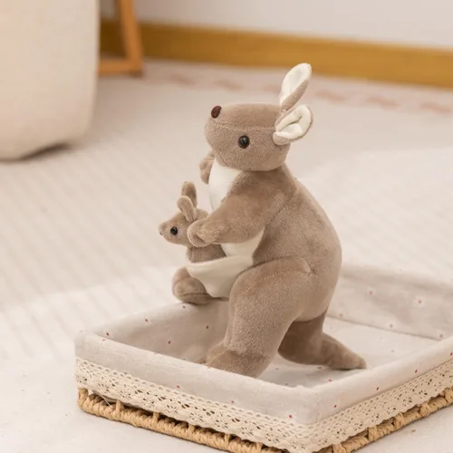 Miniatura 5 de Juguete de peluche de canguro de 9.84 pulgadas con Baby Joey, linda muñeca de peluche, suave canguro mamá y bebé, cumpleaños perfecto para niños
