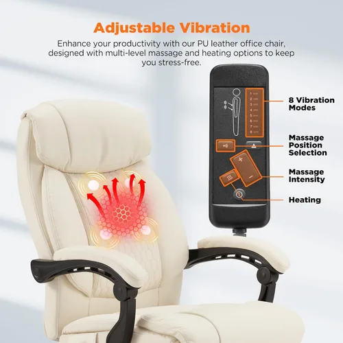 Miniatura 5 de HOMREST Silla de oficina climatizada con masaje vibratorio, silla de escritorio ejecutiva ergonómica con reposapiés retráctil y soporte lumbar