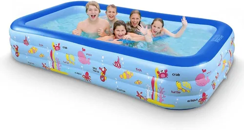 Miniatura 12 de Piscina inflable para niños, 45 x 33 x 14 pulgadas, piscina infantil con suelo suave inflable, bañera inflable Ocean World para interiores