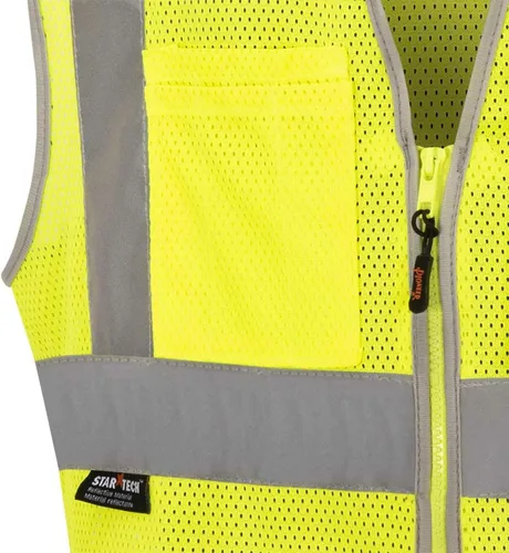 Miniatura 10 de Pioneer Chaleco de seguridad de alta visibilidad para hombres y mujeres - Malla reflectante y refrescante - 8 bolsillos - Clase 2 - Construcción