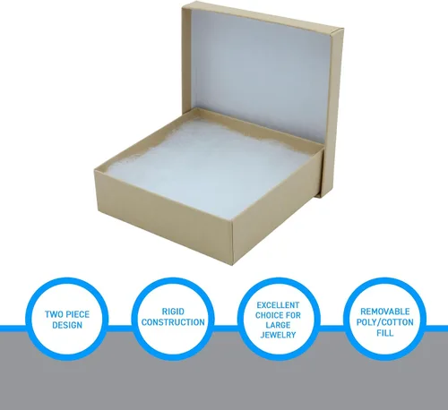 Miniatura 4 de SSWBasics Cajas de regalo de dos piezas de papel kraft rellenas de algodón, 3 x 3 x 1 pulgada (caja de 100), hechas de material 100% reciclado