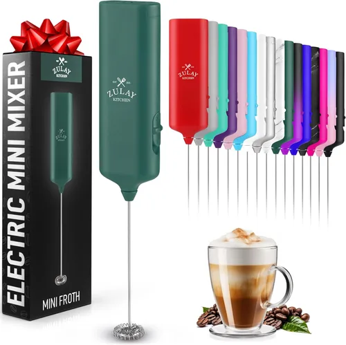 Miniatura 27 de Varita de espumador de leche mini y potente – Potente espumador de café de mano, mezclador de bebidas operado con batería – Tamaño de bolsillo Azul