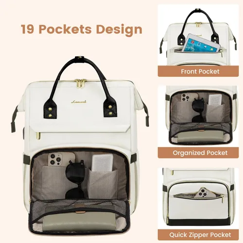 Miniatura 3 de LOVEVOOK Mochila de viaje para laptop para mujer, mochila de computadora de moda, para trabajo, negocios, profesora, enfermera, bolsa de 15.6