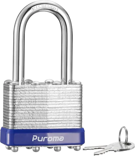 Puroma Lock 1 Pack Candados, Candados de 1-1/2” de grillete largo, candados resistentes con 2 llaves, candados de acero endurecido de 40 mm con