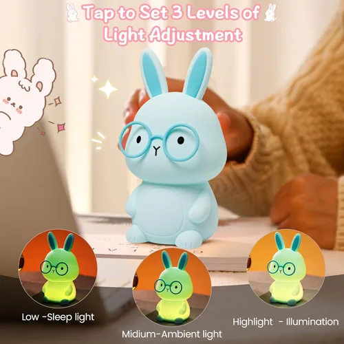Miniatura 3 de Luz nocturna de conejo FAMIDUO, lámpara de conejo para niños, luz nocturna LED recargable para regalo de Pascua, lámpara de noche de silicona
