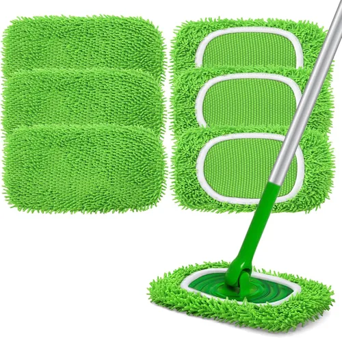 Miniatura 12 de Almohadillas húmedas reutilizables de repuesto para trapeador Swiffer Sweeper – Paños de barrido seco y paños húmedos para limpieza del hogar