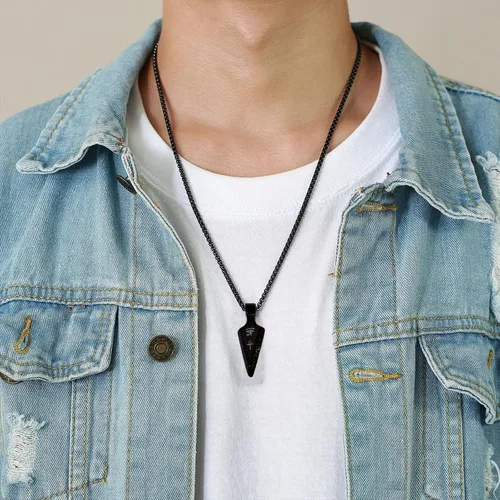 Miniatura 2 de Hanpeelry Collar de ojo de Horus Ankh Cruz con punta de flecha collares con colgante de lanza de amuleto de Egipto collar de talismán regalos