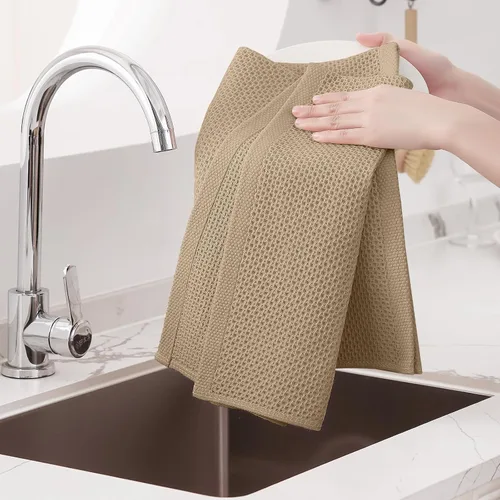 Miniatura 143 de Homaxy Trapos de cocina de 100% algodón, tejido de punto gofre, ultrasuaves, absorbentes y de secado rápido, 12 x 12 pulgadas, paquete de 6, blanco