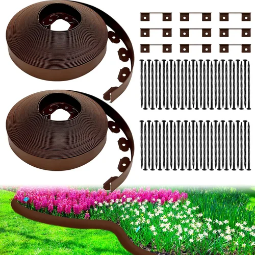 Miniatura 8 de Sasylvia Kit de bordes de paisaje de 1.5 pulgadas x 200 pies, bobina de borde sin excavación, incluye picos de anclaje, 10 conectores, borde