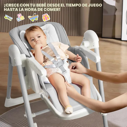 Miniatura 4 de Sillas altas para bebés y niños pequeños, se convierten en columpios de bebé, silla alta plegable, ajustable, convertible con asiento reclinable