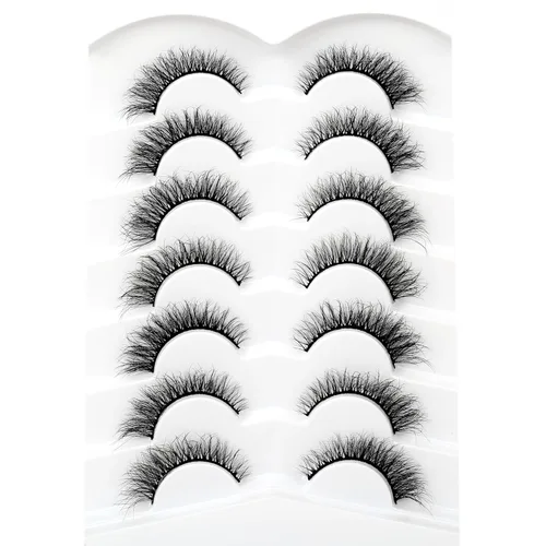 Miniatura 560 de Pooplunch - Pestañas postizas finas de visón sintético, estilo ojo de gato, naturales, cruzadas, tipo racimo, efecto 8D de volumen, tiras