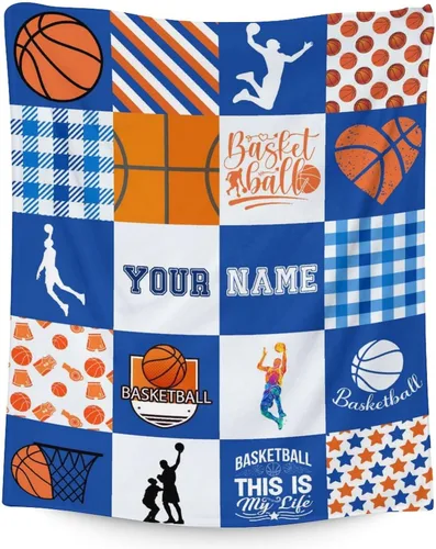 Miniatura 22 de Mantas de baloncesto – Manta suave y mullida para niños – Manta pequeña de 30 x 40 pulgadas para sala de estar y oficina – Manta deportiva negra