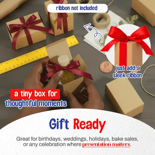 Miniatura 4 de MT Products Tuck Top - Caja de regalo pequeña de cartón kraft de 2 x 2 x 3 pulgadas, cajas de regalo con tapas, paquete de 30