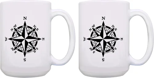 Miniatura 10 de Regalos de crucero, brújula náutica, brújula de senderismo, taza de café, regalos de aventura, regalo de viajeros, regalo al aire libre, taza