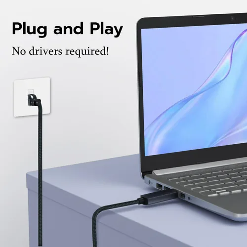 Miniatura 6 de Mcbazel Cable USB a Ethernet de 6.6 pies, USB 3.0 A a RJ45 macho de nailon, red LAN Gigabit conectada directamente, compatible con laptop, PC