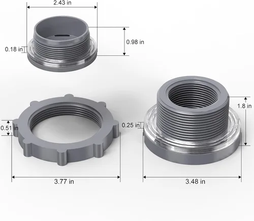 Miniatura 2 de TAISHER 2 piezas de adaptador de conector de tanque de mamparo de PVC negro de 1-1/4'' con tapones y junta para tanque de agua, barriles de lluvia
