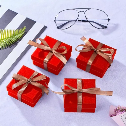 Miniatura 5 de Caja de regalo para collar y aretes, caja de regalo, 12 cajas de regalo cuadradas de cartón para joyas, caja de regalo de papel de cartón relleno