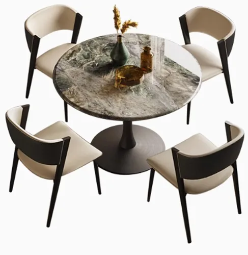 YVYKFZD 5 Piece Kitchen Dining Table Set, Small Office Reception Room Club Table, Round Conference Table for 4, Simple Conference Room Table and