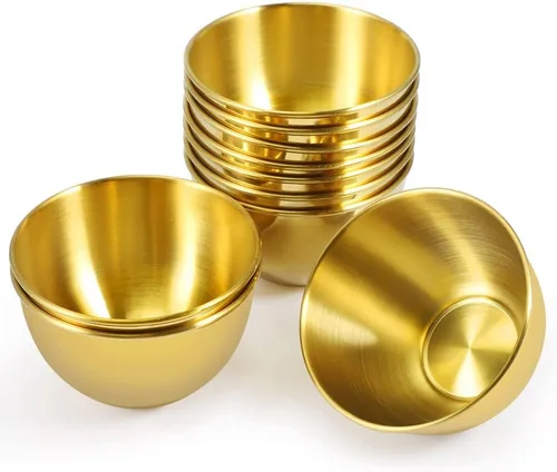 Miniatura 9 de Paquete de 10 platos de salsa de acero inoxidable de 3.3 pulgadas, mini platillos individuales, platos redondos para condimentos para sushi, platos