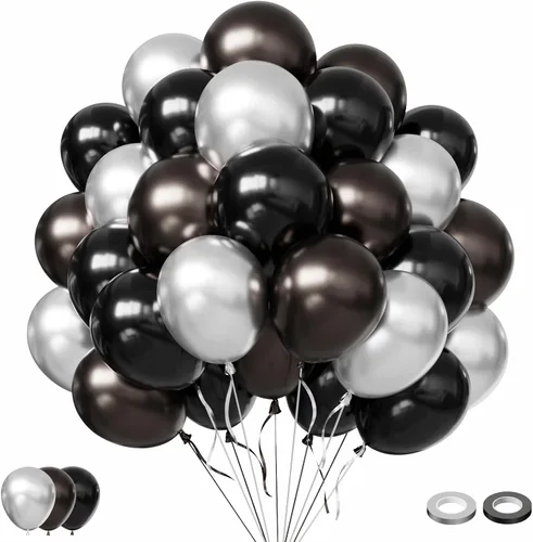 Miniatura 12 de Globos rojos y negros, 57 globos rojos de 12 pulgadas, globos negros para bodas, Año Nuevo, graduación, decoración de fiesta de cumpleaños