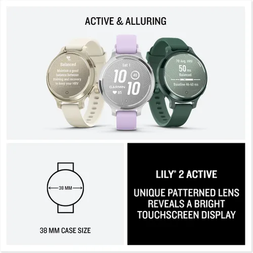 Miniatura 7 de Garmin Lily® 2 Active, Reloj inteligente pequeño y elegante, GPS integrado, pantalla oculta, lente con patrón, hasta 9 días de duración
