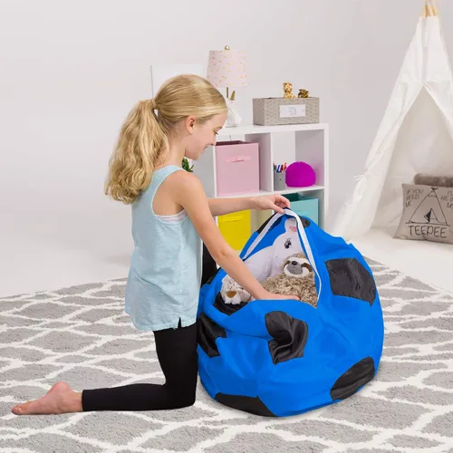 Miniatura 44 de Posh Stuffable - Sillón puff con almacenamiento para niños, contenedor de animales de peluche, organizador de juguetes de niños Lona rayas verde