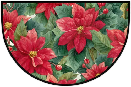 Miniatura 27 de Tapete semicircular de color rojo con girasol, antideslizante, de bienvenida para interiores, semicírculo, lavable, para baño, cocina, exterior