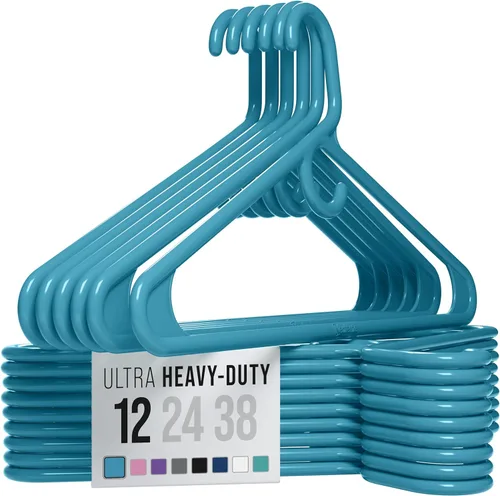 Miniatura 22 de NEATERIZE Perchas gruesas y resistentes, paquete de 38 perchas de plástico color azul marino, ideales para colgar abrigos, chaquetas, jeans