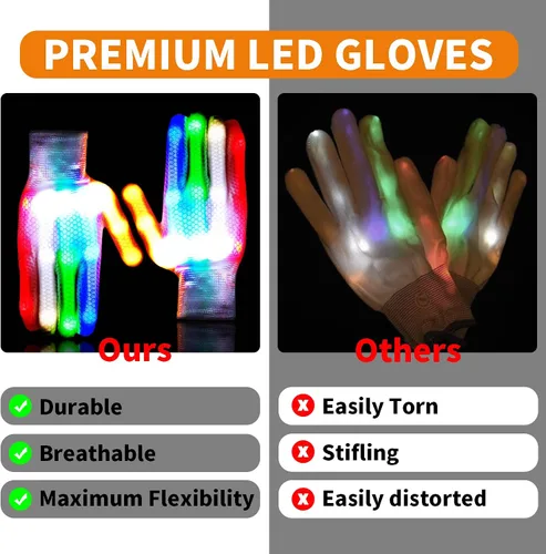 Miniatura 3 de GLEDLOVES Guantes LED, juguetes divertidos para adolescentes, niños y niñas de 12 a 16 años con 6 modos de flash, regalos para niños de 12, 13, 14
