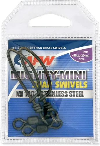 Miniatura 37 de American Fishing Wire Mighty Mini grúa giratoria, línea de pesca esencial, equipo de pesca compacto, giro de agua salada, giro de acero inoxidable
