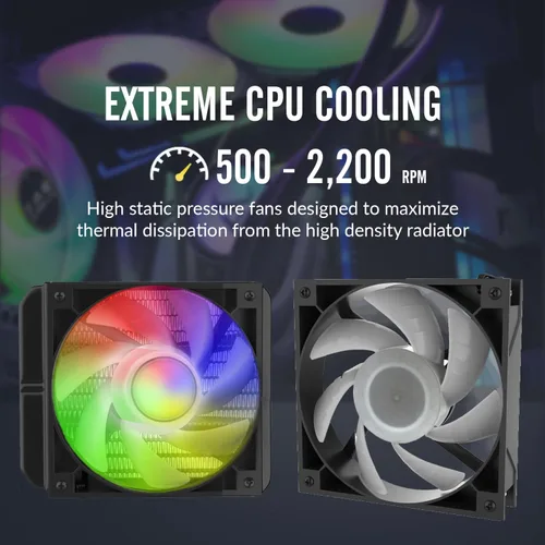 Miniatura 7 de Dracaena.io Enfriador de CPU AIO de 4.724 in, control remoto ARGB, ventilador PWM ARGB silencioso, bomba de rodamiento hidráulico y radiador