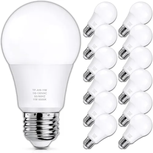Miniatura 12 de MAXvolador Paquete de 12 bombillas LED A19, bombilla LED equivalente a 100 W, luz blanca diurna de 5000 K, 1100 lúmenes, base media E26, CRI 85+,