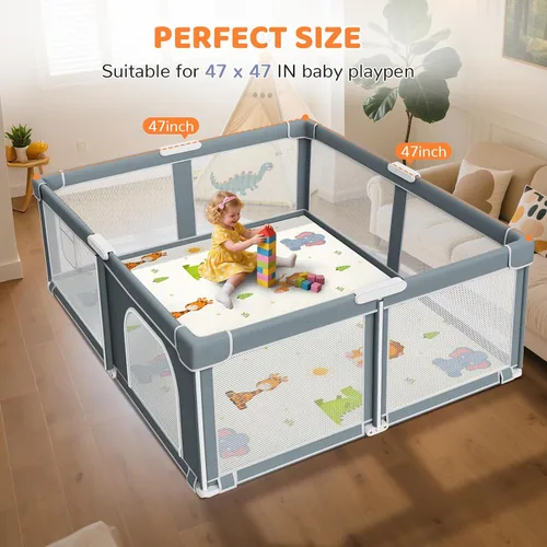 Miniatura 7 de Omzer Alfombra de Juego para Bebé para Piso: Espuma Suave y Segura de 3.3 cm de Grosor con Cobertura de Algodón Lavable a Máquina para Tiempo