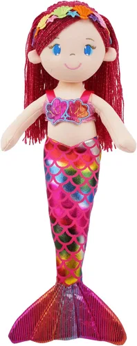 June Garden 16.5" Sirena brillante Aurelia - Muñeca de felpa suave y brillante para regalo para niñas pequeñas