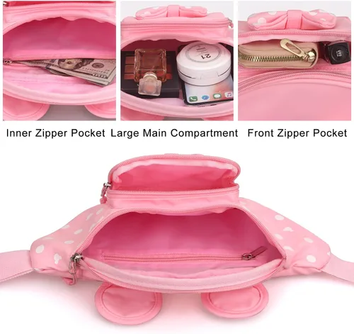 Miniatura 3 de Riñonera linda para viajes, para mujeres, adolescentes y niñas, mini riñonera de ratón, cangurera de dibujos animados, para senderismo, bolsa