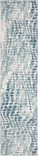 Miniatura 2 de SAFAVIEH Aria Collection - Alfombra de pasillo de 2 x 8 pies, color crema y verde azulado, diseño abstracto bohemio moderno, no desprende pelusa