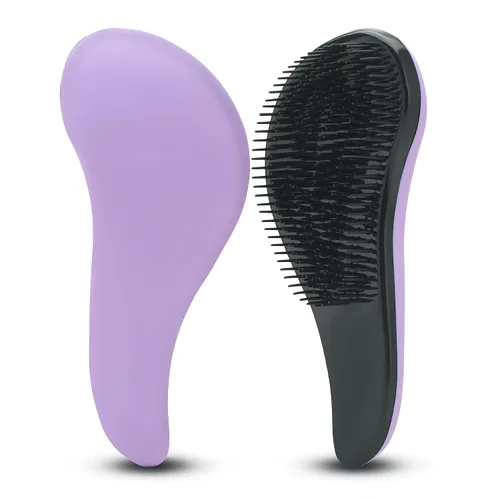 Cepillo desenredante para cabello para niños y adultos, cepillo húmedo suave con cerdas suaves y flexibles, cepillo de peinado morado para cabello