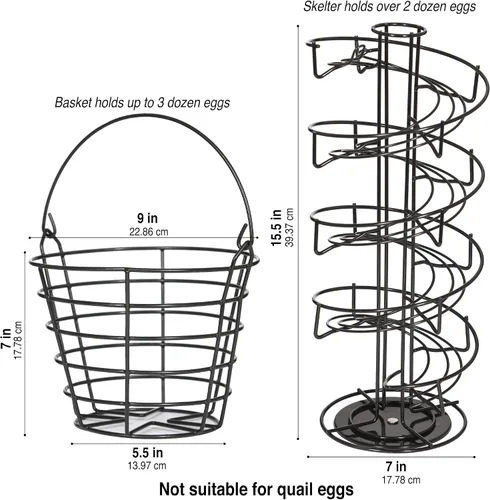 Miniatura 5 de Estante dispensador giratorio de huevos en espiral, Skelter, almacenamiento y exhibición de encimera. Incluye cesta de recolección de huevos a juego