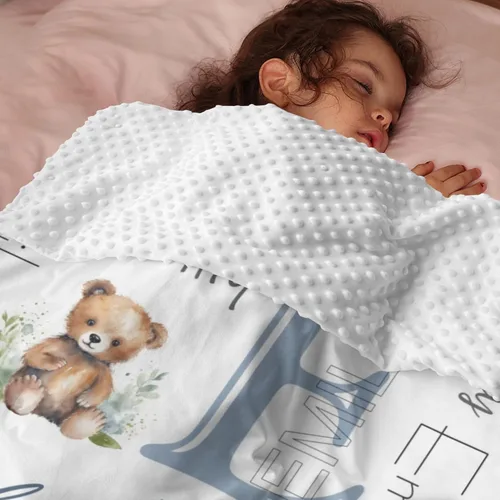 Mantas de bebé personalizadas para niñas, manta de oso de bebé, manta de bebé de felpa suave Minky con nombre que recibe mantas para niñas, recién