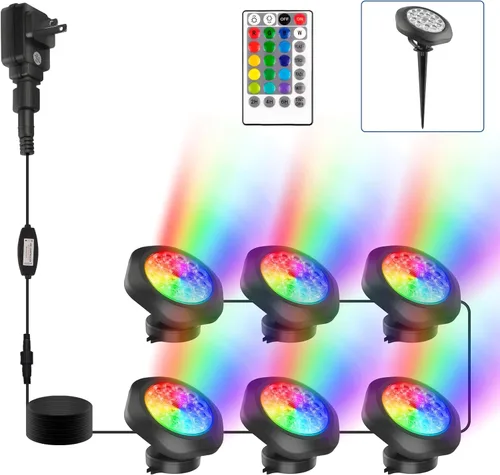 Miniatura 12 de Luces submarinas RGB para estanque, superbrillantes, 18 luces LED sumergibles, control por aplicación Bluetooth, IP68, focos impermeables que