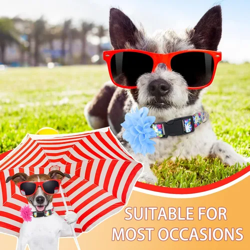 Miniatura 4 de Kajaia Paquete de 4 collares florales para perras, lindos collares ajustables para perros pequeños, medianos y grandes, hembras con flor extraíble