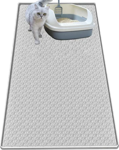 Miniatura 8 de Alfombra para Arena de Gatos, Alfombra de Silicona Grande para Caja de Arena - 28 x 22 pulgadas, Impermeable y Antideslizante, Duradero y Fácil