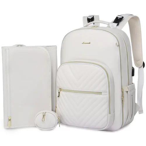Miniatura 14 de LOVEVOOK - Mochila para pañales, bolso acolchado para bebé con cambiador y porta chupón, mochila impermeable de viaje para pañales para niños