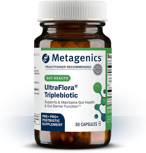 Metagenics UltraFlora Triplebiotic - Mezcla de prebióticos, probióticos y posbióticos con Akkermansia para la salud intestinal* - Apoya el