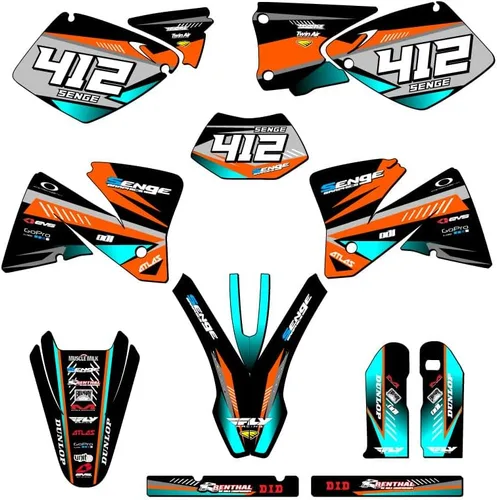 Miniatura 6 de Kit de base gráfica EXC Surge Black Senge 2001-2002 compatible con KTM
