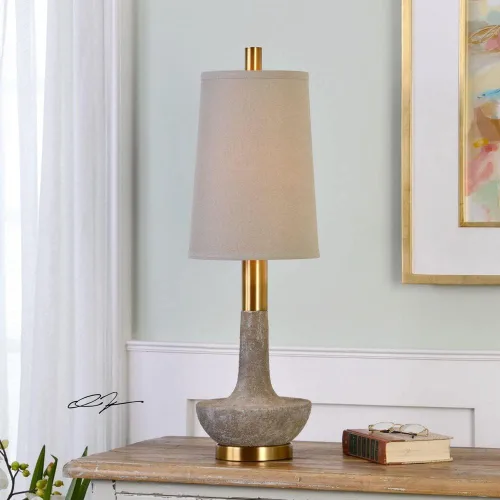 Miniatura 2 de Uttermost Volongo - Lámpara de mesa marfil con textura de piedra