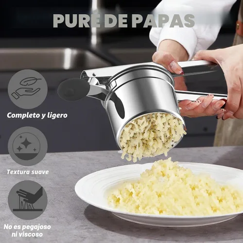 Miniatura 2 de Ricer grande de 15oz para puré de patatas, triturador de patatas de acero inoxidable 18/8 de alta resistencia para comida de bebé y spaetzle maker